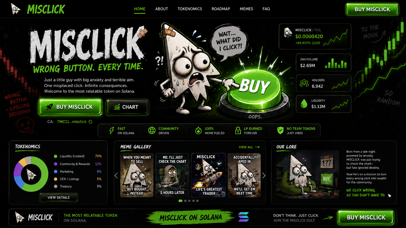 MISCLICK meme token website